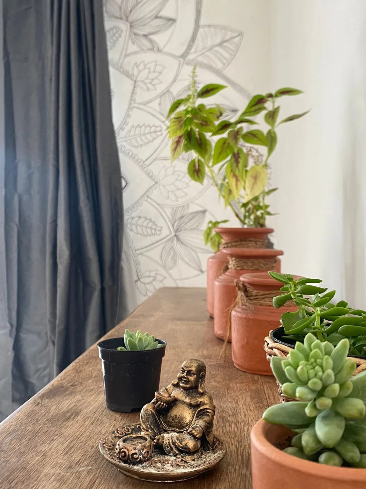 Decor detail with plants and a Buddha