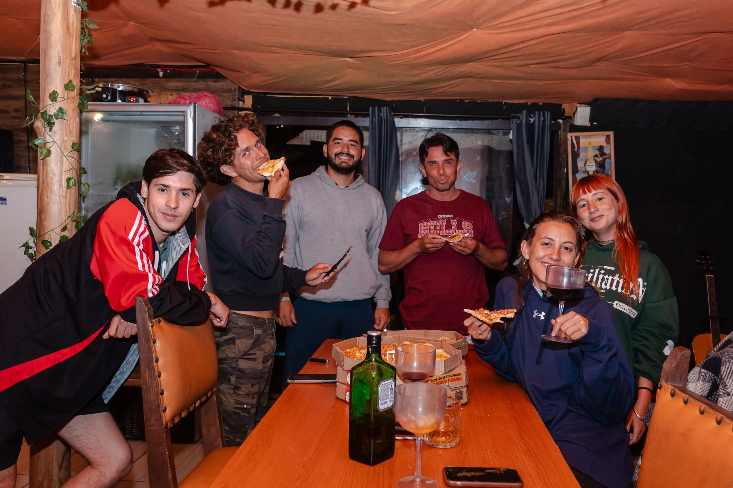 Shared dinner with guests at the big table